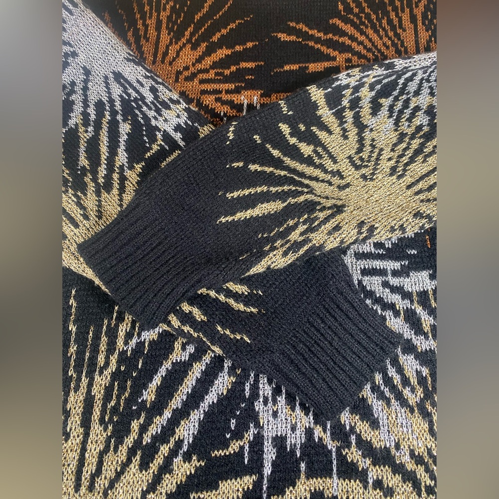 Vintage 80s Dana Scott Black Metallic Sweater Medium Fireworks - Picture 5 of 10